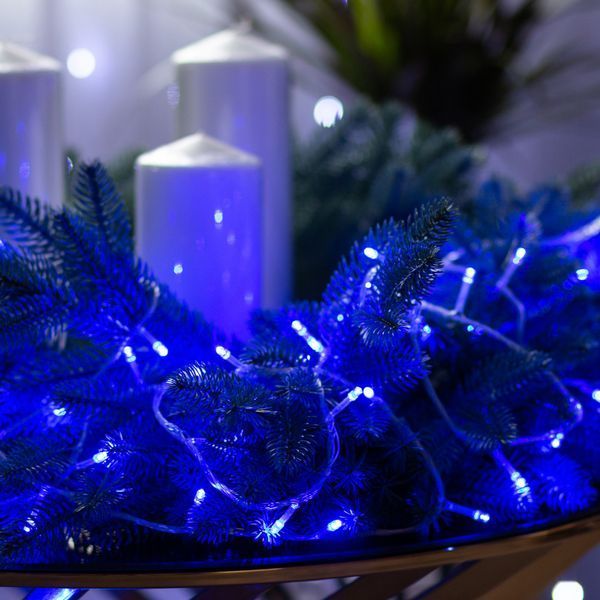 Світлодіодна гірлянда Нитка 200 LED, 10 метрів прозора, синя Garlando Синій W200LEDBL фото
