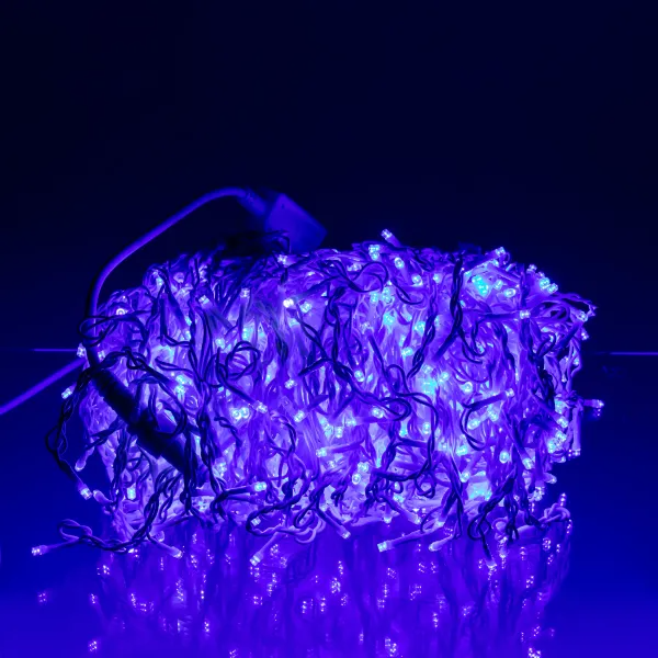 Уличная гирлянда бахрома 12 (м) 200 led светодиодов наружная синяя белый провод Garlando Синій 12м 12MWBL фото