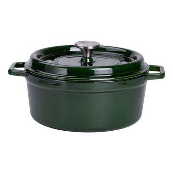 Каструля чавунна емальована 3,5 л з кришкою &Oslash;24 см Зелена HP-1-1 HP-1-1 фото
