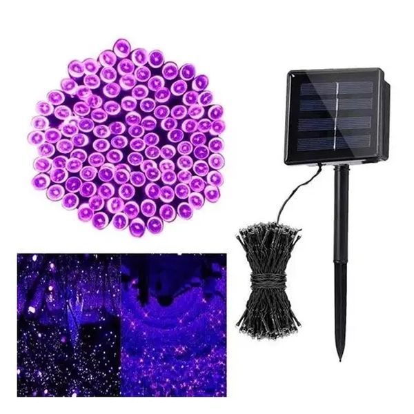 Садовый фонарь гирлянда 11м 100LED на солнечной батарее, синий M16163 фото