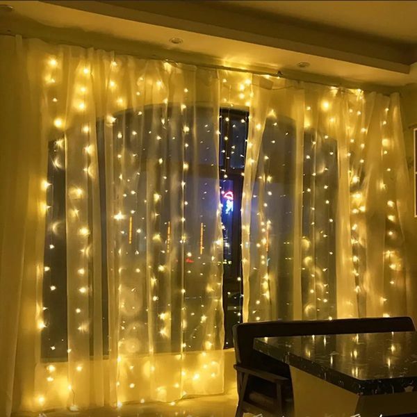 Гирлянда-штора Водопад 2х2 м, 160 LED световой занавес со статическим режимом, теплый свет 2125062 фото