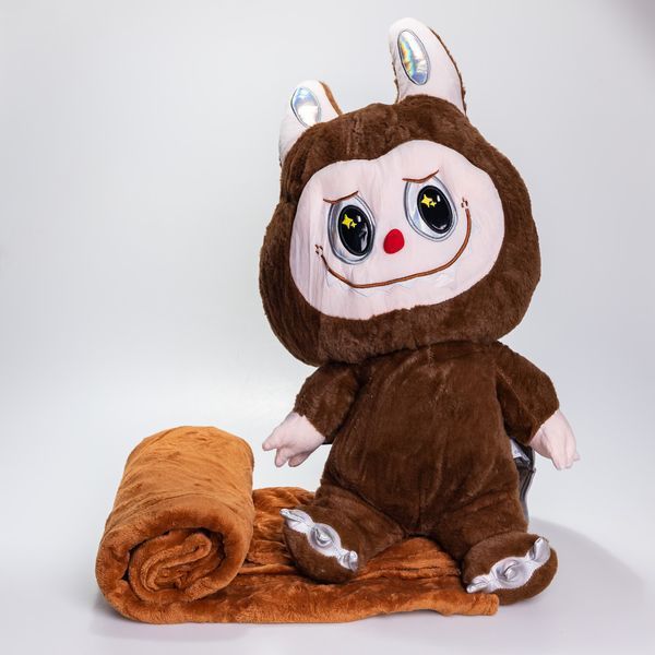 Мягкая игрушка-плед, подушка 3 в 1 Labubu Brown Dragon плед в игрушке детский плед игрушка Лабубу Коричневый Yiwu Коричневий 520-29BR фото