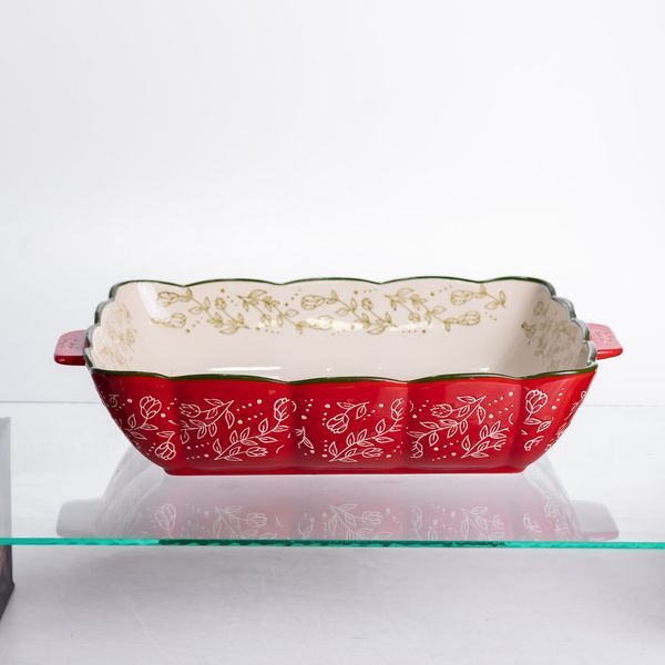 Форма для запікання Vintage 34&times;30&times;7 (см) квадратна форма для випікання в духовці з ручками Червона HM04-16 HM04-16 фото