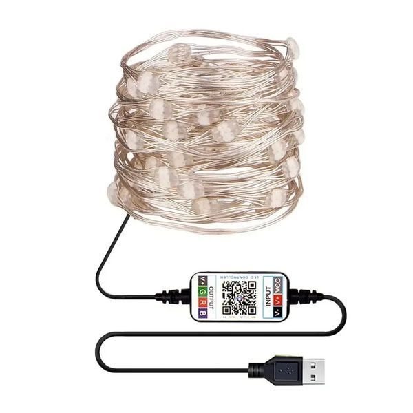 Новогодняя умная светодиодная гирлянда Encora Xmas Lights, 100LED, 10М с управлением через Bluetooth 2124077 фото