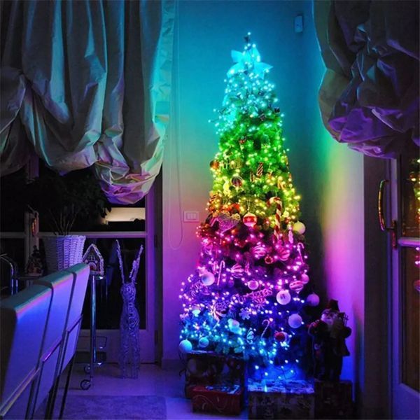 Новогодняя умная светодиодная гирлянда Encora Xmas Lights, 100LED, 10М с управлением через Bluetooth 2124077 фото
