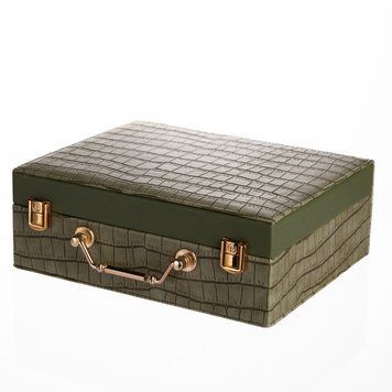 Шкатулка для украшений из эко кожи 19 отделений с зеркалом 23.5&times;14&times;8 см Зеленый HP-5-20GR HP-5-20GR фото
