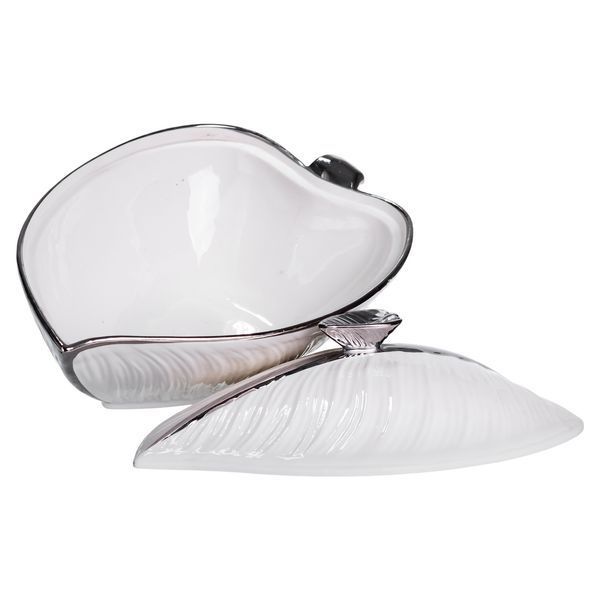 Супница 800 (мл) фарфоровая 26&times;18&times;14 (см) с крышкой Белый с серебром XL-4074AS XL-4074AS фото