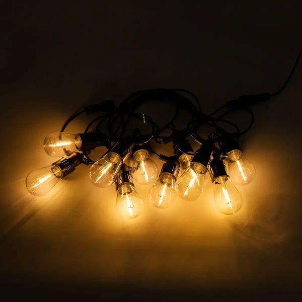 Уличная гирлянда ретро-формата на 10 Led-ламп, длина 5 метров, теплое белое освещение M16908 фото