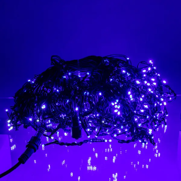 Гирлянда Бахрома уличная 600 LED 36 м от сети чёрная нить, синий GarlandoPro Синій 36м 36МBBL фото