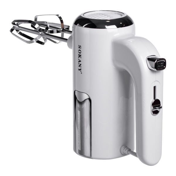 Миксер ручной 2 насадки венчики и крюки для теста белый Sokany SK-02025 SK-02025 фото