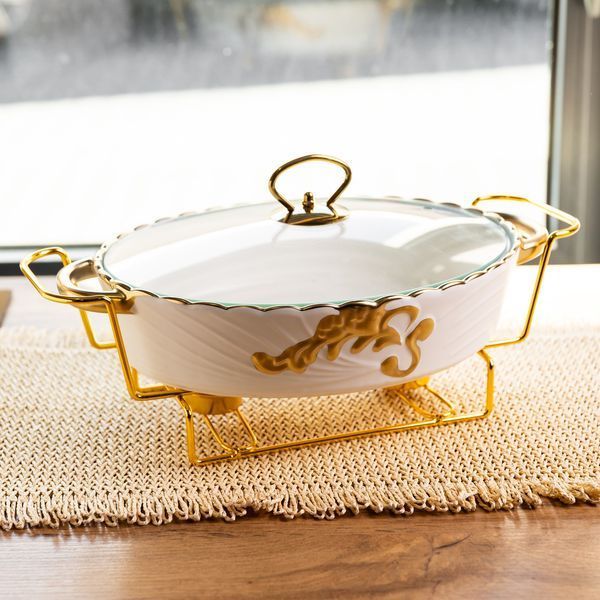 Мармитница фарфоровая для вторых блюд Margaret 1,5 л Yiwu YYSH1215 YYSH1215 фото