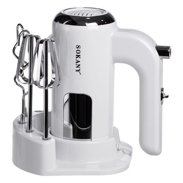 Миксер ручной 2 насадки венчики и крюки для теста белый Sokany SK-02025 SK-02025 фото