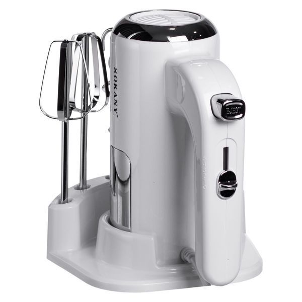 Миксер ручной 2 насадки венчики и крюки для теста белый Sokany SK-02025 SK-02025 фото