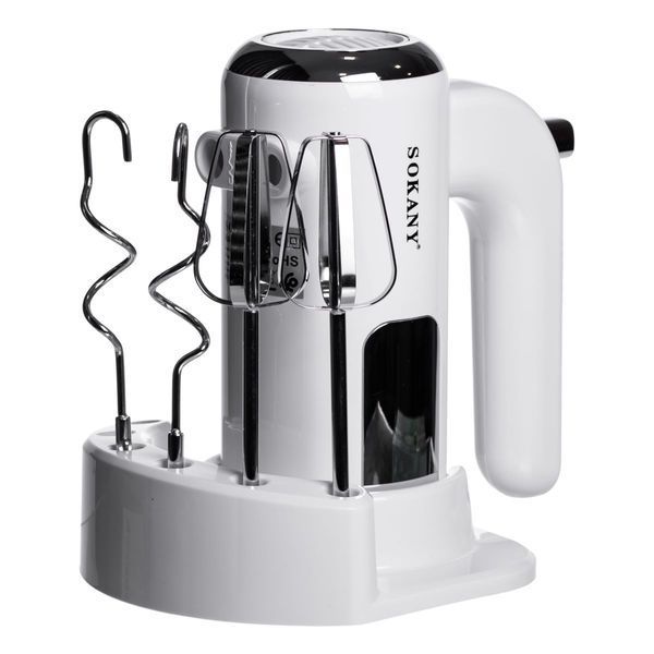 Миксер ручной 2 насадки венчики и крюки для теста белый Sokany SK-02025 SK-02025 фото