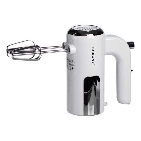 Миксер ручной 2 насадки венчики и крюки для теста белый Sokany SK-02025 SK-02025 фото