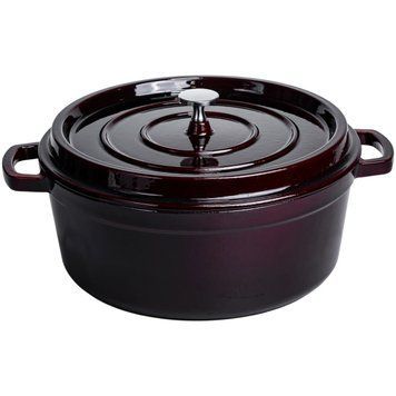 Кокотниця чавунна емальована 6.5 л, бургунді Yiwu HP-FLG-13 burgundy HP-FLG-13 burgundy фото