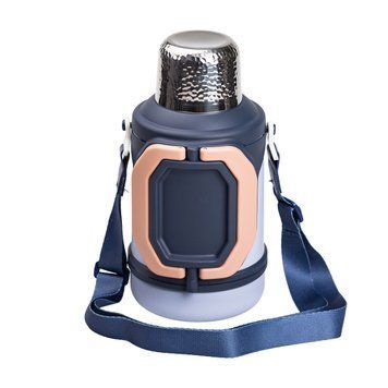Термос Vacuum Cup 1.5 литра с ремешком и складной ручкой темно-синий HP-14-21BL HP-14-21BL фото
