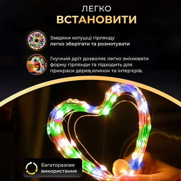 Гірлянда роса на пульті 100 метрів на 1000 led світлодіодів крапля на зеленому дроті мультиколор 1000L100MGML фото