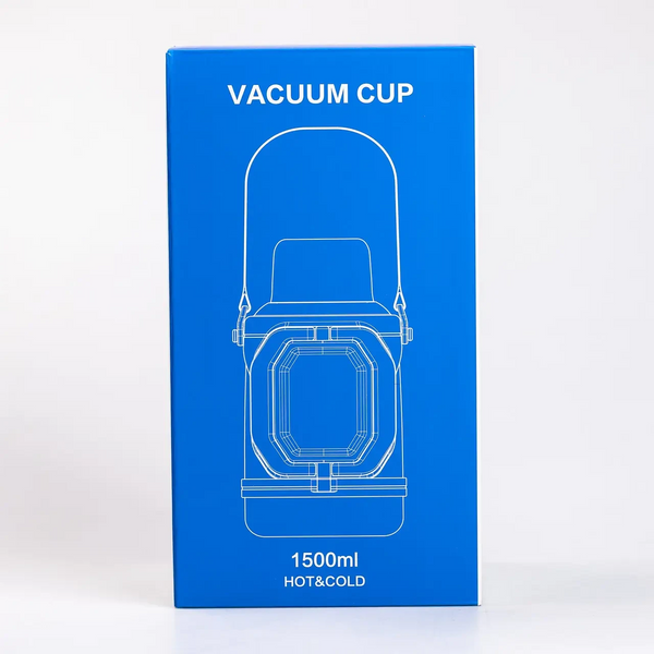 Термос Vacuum Cup 1.5 литра с ремешком и складной ручкой темно-синий HP-14-21BL HP-14-21BL фото