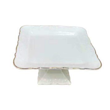 Тортовница фарфоровая на ножке 20&times;20 (см) квадратная Yiwu Білий 120-YH-HG041 фото