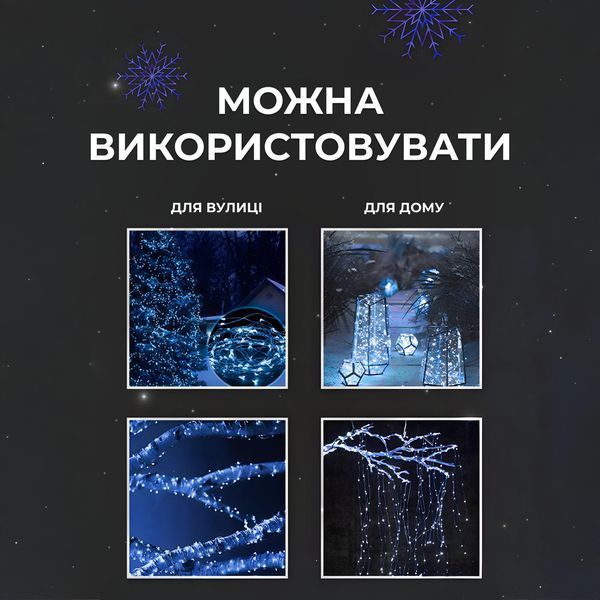 Гирлянда роса на пульте 50 метров на 500 led светодиодов капля белый провод синяя 500L50MWBL фото