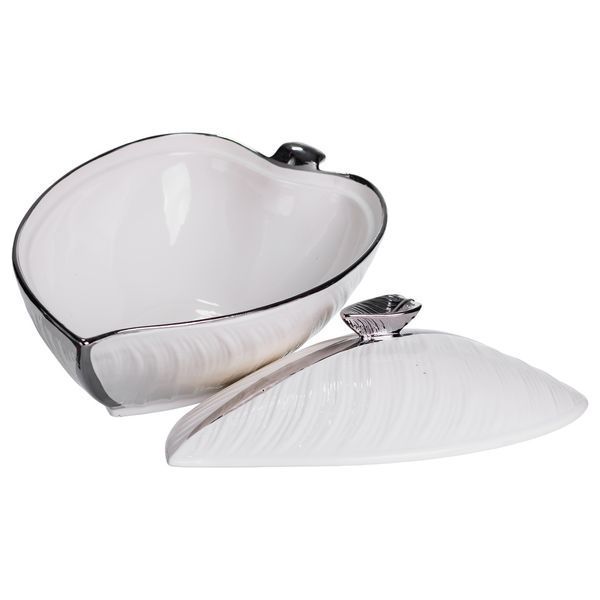 Супница 800 (мл) фарфоровая 32&times;21&times;16 (см) с крышкой Белый с серебром XL-4054AS XL-4054AS фото