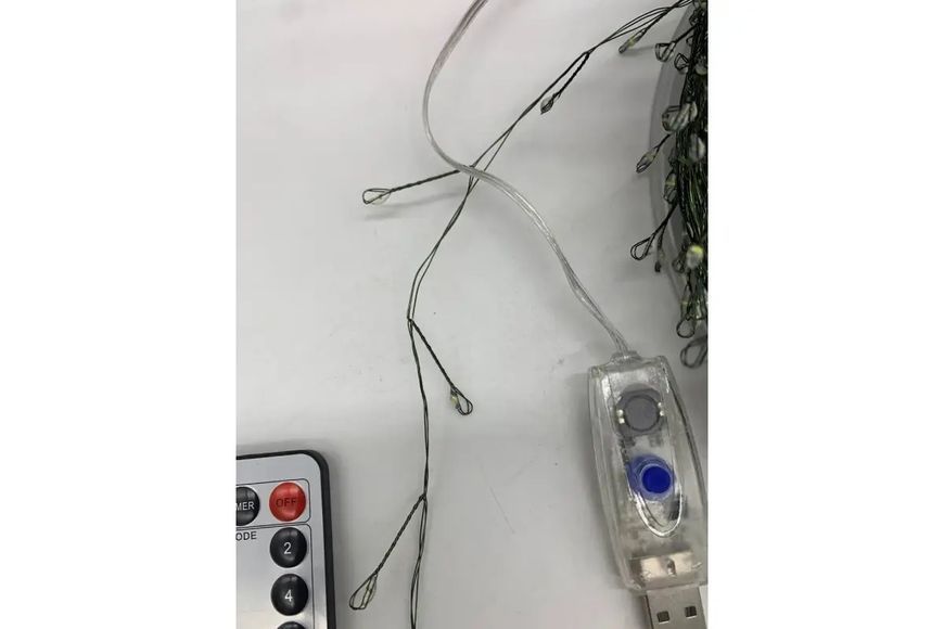 Гирлянда Роса на катушке фейерверк - мишура от USB, 20м, 600LED + пульт Белый G5822 фото
