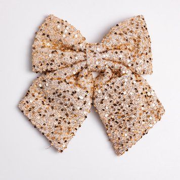 Бант новорічний для декору з паєтками на ялинку 25&times;35 (см) Золотистий CR-2-24 фото