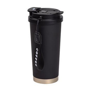 Термочашка Coffee з нержавіючої сталі з ремінцем 500 мл чорна HP-14-17B HP-14-17B фото