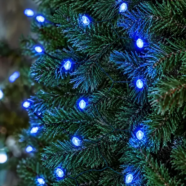 Гірлянда Кінський хвіст Мішура 640 LED 16 ниток 2 м зелений дріт, синє світло D640L2MGBL фото