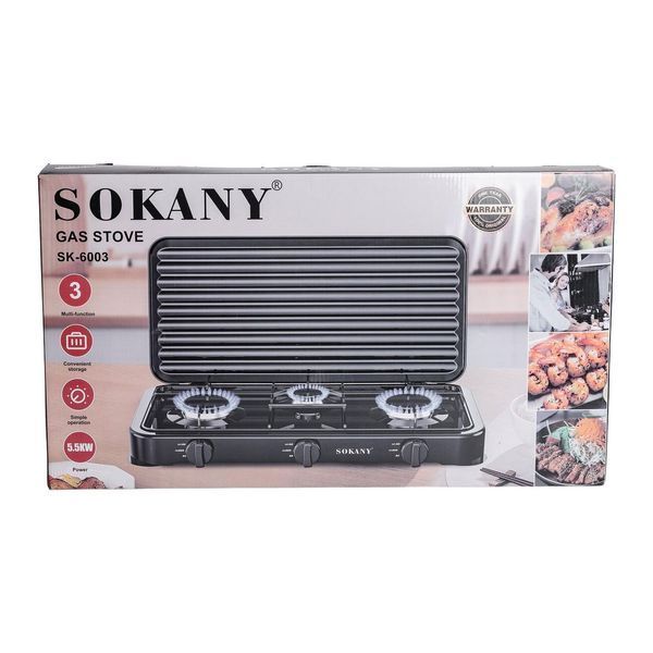 Настольная газовая плита на 3 конфорки Sokany 5.5 кВт Белая Lugi SK-6003W SK-6003W фото