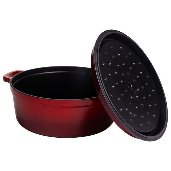 Кокотница чугунная эмалированная 7,5 л, красный Yiwu HP-FLG-7 RED HP-FLG-7 RED фото