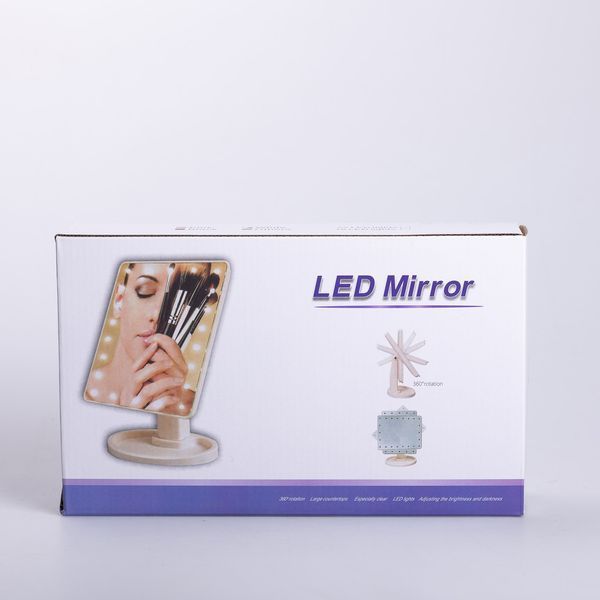 Настольное зеркало с подсветкой 22 LED для макияжа 21х16&nbsp;см прямоугольное на ножке USB Белое HP-10-4AW HP-10-4AW фото