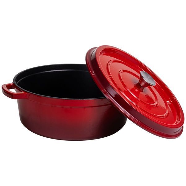 Кокотница чугунная эмалированная 7,5 л, красный Yiwu HP-FLG-7 RED HP-FLG-7 RED фото
