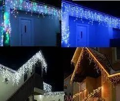 Теплый белый Новогодняя праздничная гирлянда бахрома 120 Led прозрачный провод 3х0.5 м Dyd4141/2 фото