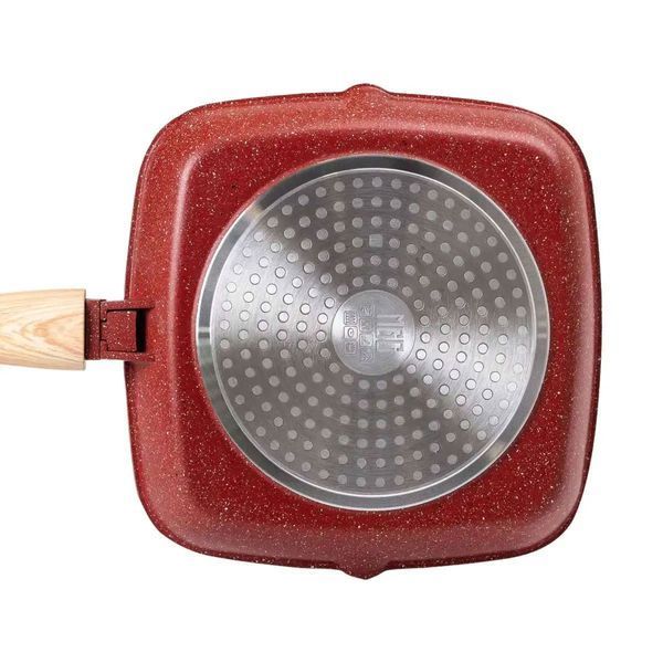 Алюмінієва сковорода-гриль 24 см зі скляною кришкою Square Red MGC HP-4-461R HP-4-461R фото