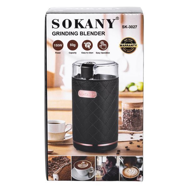 Кавомолка електрична Sokany 150 Вт Чорна Lugi SK-3027B SK-3027B фото
