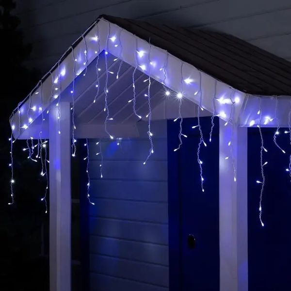 Теплый белый Новогодняя праздничная гирлянда бахрома 120 Led прозрачный провод 3х0.5 м Dyd4141/2 фото