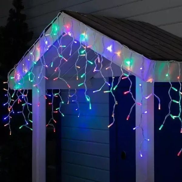 Теплый белый Новогодняя праздничная гирлянда бахрома 120 Led прозрачный провод 3х0.5 м Dyd4141/2 фото