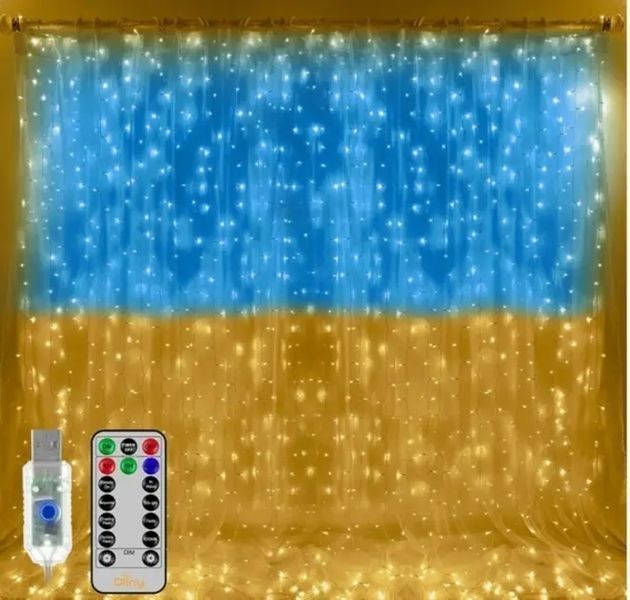 Патріотична гірлянда штора Прапор України 3*3 м 160 LED класична IP44 M16906 фото