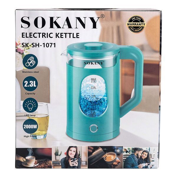 Електрочайник побутовий 2,3 л Sokany дисковий з автовимкненням SK-SH-1071BL SK-SH-1071BL фото