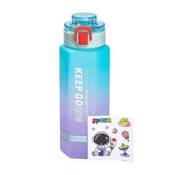 Пляшка для води Keep Going 650 мл з наклейками блакитна HP-14-47BL HP-14-47BL фото