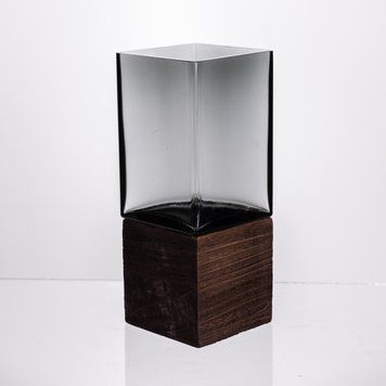 Ваза для цветов квадратная стеклянная 10&times;10&times;25 (см) декоративна ваза 1. 5 (л) из толстого стекла Yiwu Коричневий HP-19-160-3 фото