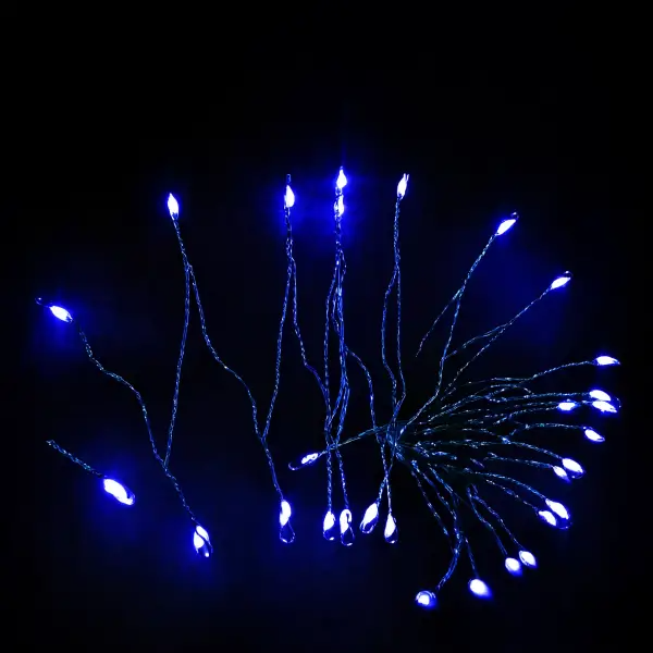 Гірлянда Кінський хвіст Мішура 1800 LED 20 ниток 3 м зелений дріт, синє світло D1800L3MGBL фото