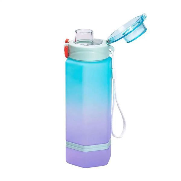 Пляшка для води Keep Going 650 мл з наклейками блакитна HP-14-47BL HP-14-47BL фото