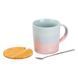 Чашка з бамбуковою кришкою та ложкою порцелянова 350 мл Рожевий HP7201P HP7201P фото 3