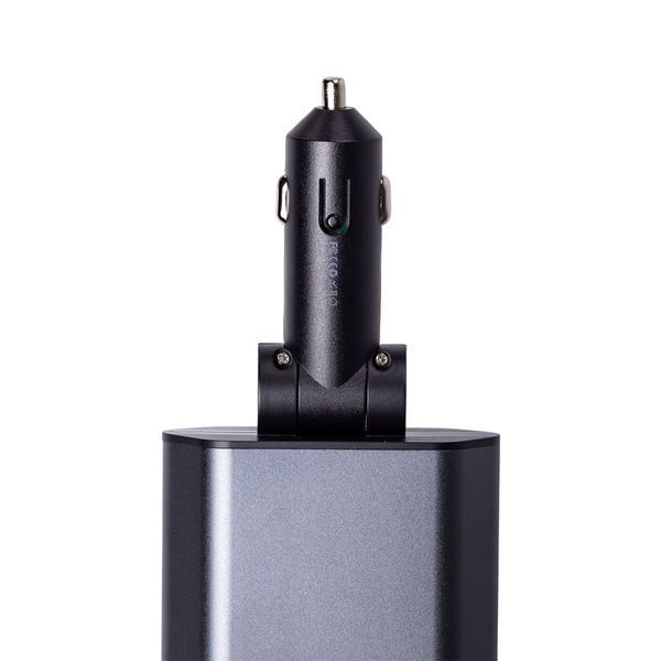 Автомобільний зарядний пристрій з висувними кабелями та портами USB-A/USB-C HP-C1 HP-C1 фото
