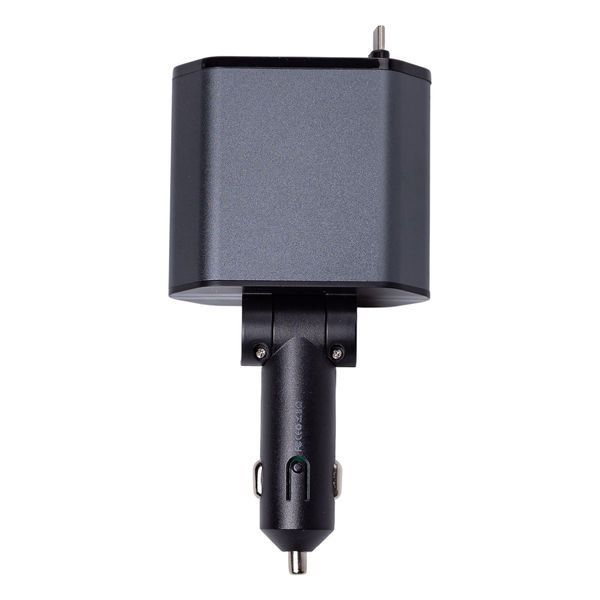 Автомобільний зарядний пристрій з висувними кабелями та портами USB-A/USB-C HP-C1 HP-C1 фото