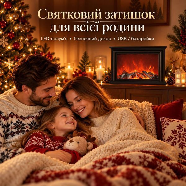 Камін декоративний LED 33.5х11х21 см з живленням USB чорний 2026-CR-3-4 фото