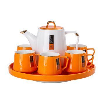 Чайный сервиз на 6 персон фарфоровой подставкой Orange HP-15-27 HP-15-27 фото